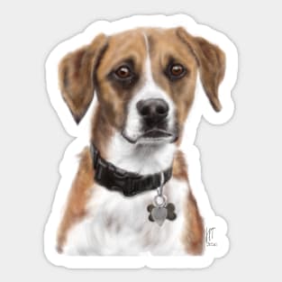 Pensive Beagle Mix Pooch Sticker